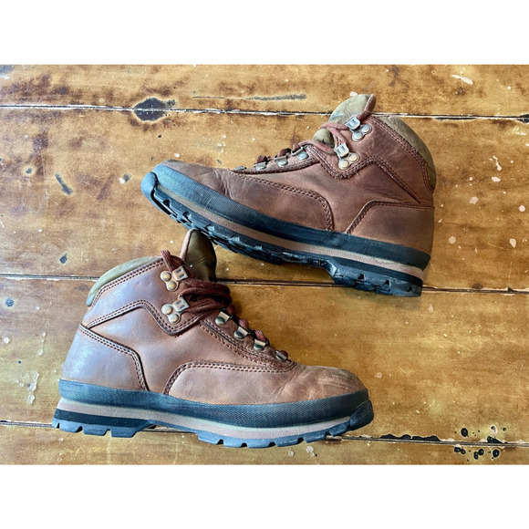 Vintage Timberland Euro Hiker Boots Brown Leather Mens 8.5M 90s Classic Hiking main image 5